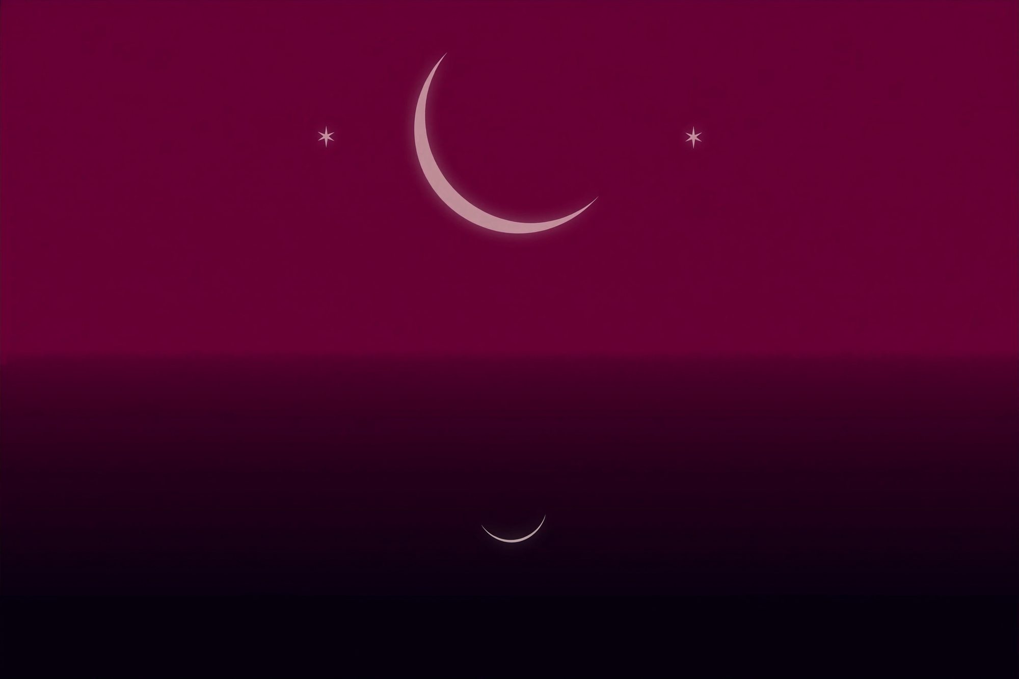 Croissant de lune et étoiles sur un ciel magenta